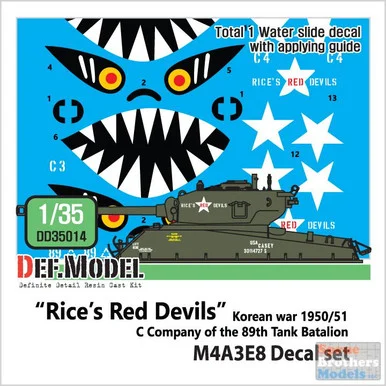 DEFDD35014 1:35 DEF Model Decal Set - Rice's Red Devils C Company 89th Tank Batalion Korean War