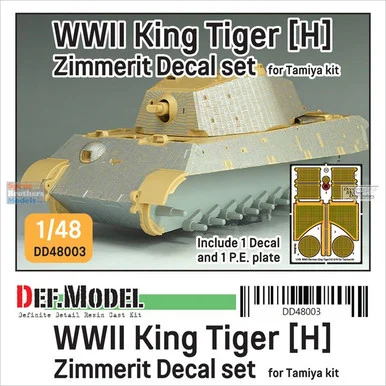 DEFDD48003 1:48 DEF Decal - King Tiger (Henschel) Zimmerit Coating Water Slide Decal Sheet