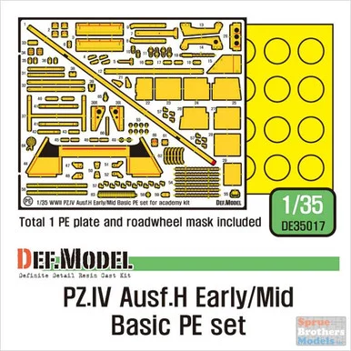 DEFDE35017 1:35 DEF Model Panzer.IV Ausf.H Early/Mid Basic PE Detail Set (ACA/TAM kit)