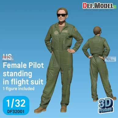 DEFDF32001 1:32 DEF Model Figure - US Female Pilot Standing in Flight Suit
