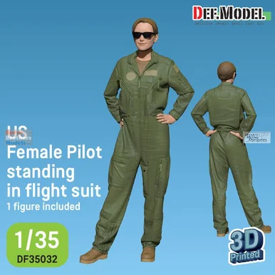 DEFDF35032 1:35 DEF Model Figure - US Female Pilot Standing in Flight Suit