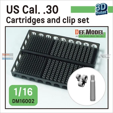 DEFDM16002 1:16 DEF Model US Cal .30 Cartridges and Clip Set