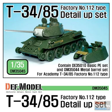 DEFDM35045 1:35 DEF Model T-34/85 Factory No.112 Type Detail Up Set (ACA kit)