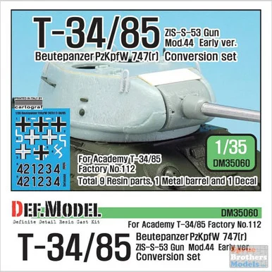DEFDM35060 1:35 DEF Model T-34/85 Beutepanzer PzKpfW 747(r) Conversion Set (ACA kit)
