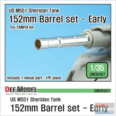 DEFDM35087 1:35 DEF Model US M551 Sheridan Tank Early 152mm Metal Gun Barrel Set (TAM kit)