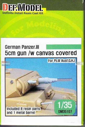 DEFDM35107 1:35 DEF Model German Panzer III 5cm Gun with Canvas Covered