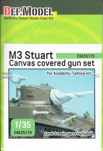 DEFDM35119 1:35 DEF Model M3 Stuart Canvas Covered Gun Set (ACA/TAM kit)