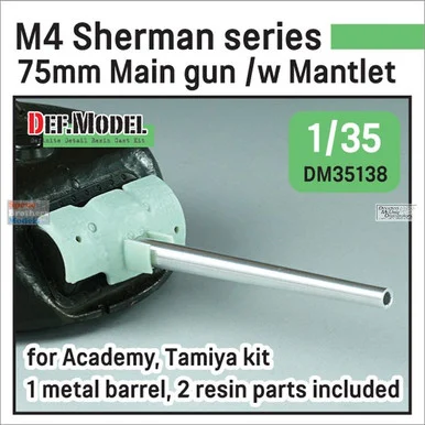 DEFDM35138 1:35 DEF Model US M4 Sherman 75mm Main Gun Barrel with Mantlet