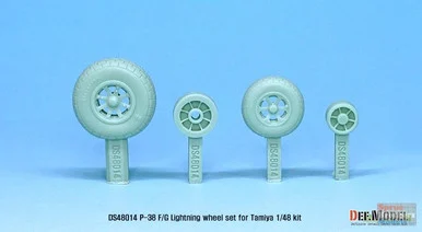 DEFDS48014 1:48 DEF Model P-38F P-38G Lightning Sagged Wheel Set-Late (TAM kit)