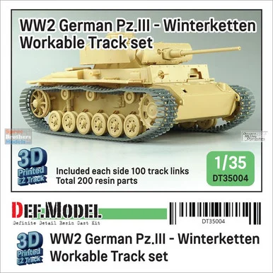 DEFDT35004 1:35 DEF Model Panzer III Winterkretten Workable Track Set (3D Printed)