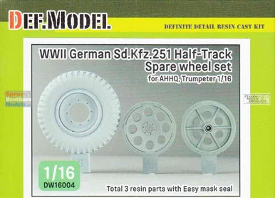 DEFDW16004 1:16 DEF Model Sd.Kfz.251 Half Track Spare Wheel Set (TRP kit)