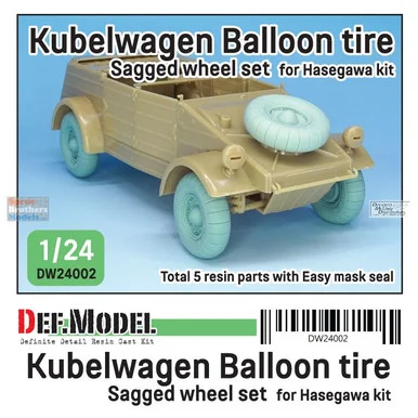 DEFDW24002 1:24 DEF Model Kubelwagen Balloon Tire Sagged Wheel Set (HAS kit)