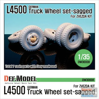 DEFDW30009 1:35 DEF Model German L4500R Maultier Sagged Wheel Set (ZVE kit)