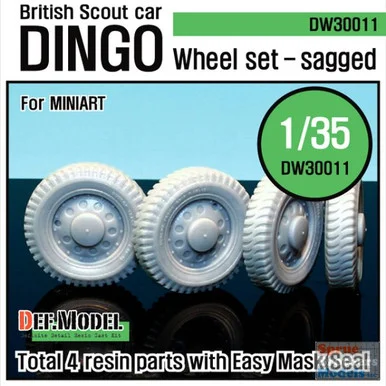 DEFDW30011 1:35 DEF Model UK Dingo Scout Car Sagged Wheel Set (MIA kit)