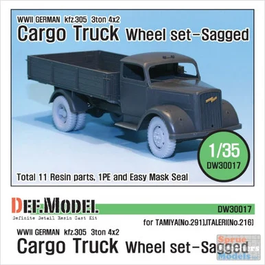 DEFDW30017 1:35 DEF Model German Kfz.305 3-ton 4x2 Truck Sagged Wheel Set (TAM/ITA kit)