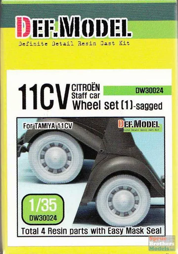 DEFDW30024 1:35 DEF Model 11CV Citroen Staff Car Sagged Wheel Set (TRP kit)