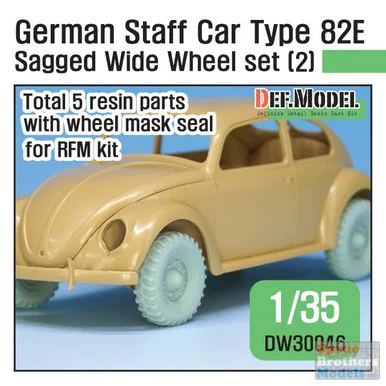 DEFDW30046 1:35 DEF Model German Staff Car Type 82E Sagged Wide Wheel Set #2 (RFM kit)