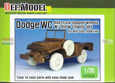 DEFDW30056 1:35 DEF Model Dodge WC 4x4 Truck Sagged Wheels with Snow Chains Set