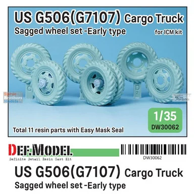DEFDW30062 1:35 DEF Model US G506 (G7107) Cargo Truck Sagged Wheel Set Early Type (ICM kit)