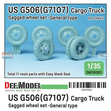 DEFDW30063 1:35 DEF Model US G506 (G7107) Cargo Truck Sagged Wheel Set General Type (ICM kit)