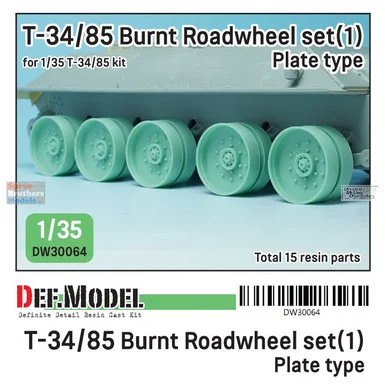 DEFDW30064 1:35 DEF Model T-34/85 Burnt Roadwheel Set #1 Plate Type