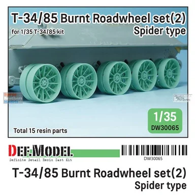 DEFDW30065 1:35 DEF Model T-34/85 Burnt Roadwheel Set #2 Spider Type