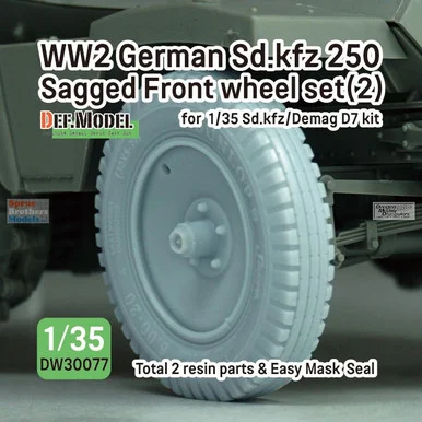 DEFDW30077 1:35 DEF Model WW2 German Sd.Kfz.250 Sagged Front Wheel Set #2