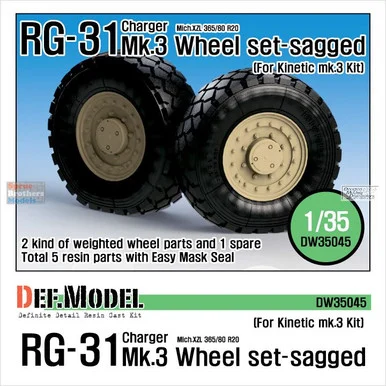 DEFDW35045 1:35 DEF Model RG-31 Mk.3 Sagged Wheel Set (KIN kit)