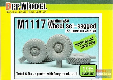 DEFDW35058 1:35 DEF Model M1117 Guardian ASV Sagged Wheel Set (TRP kit)