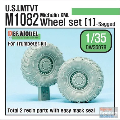 DEFDW35078 1:35 DEF Model US LMTV Trailer M1082 Michelin XML Sagged Wheel Set (TRP kit)