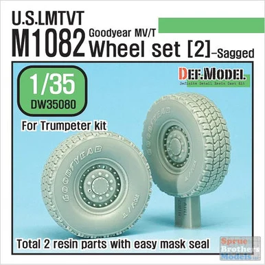 DEFDW35080 1:35 DEF Model US LMTV Trailer M1082 Goodyear MV/T Sagged Wheel Set (TRP kit)