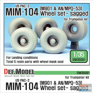 DEFDW35091 1:35 DEF Model US PAC-2 MIM-104 (M901 & AN/MPQ-53) Sagged Wheel Set (TRP kit)