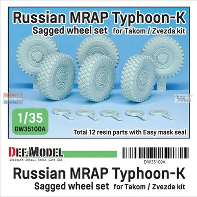 DEFDW35100A 1:35 DEF Model Russian MRAP Typhoon K Sagged Wheel Set (TAK/ZVE kit)