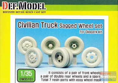 DEFDW35101 1:35 DEF Model Civilian Truck Sagged Wheel Set (DIO kit)