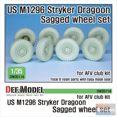 DEFDW35114 1:35 DEF Model US M1296 Stryker Dragoon Sagged Wheel Set (AFV kit)