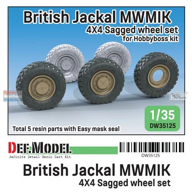 DEFDW35125 1:35 DEF Model British Jackal MWMIK 4x4 Sagged Wheel Set (HBS kit)