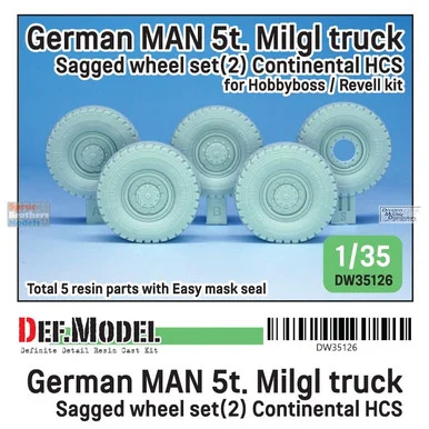 DEFDW35126 1:35 DEF Model German MAN 5t Milgl Truck Continental HCS Sagged Wheel Set (HBS/REV kit)