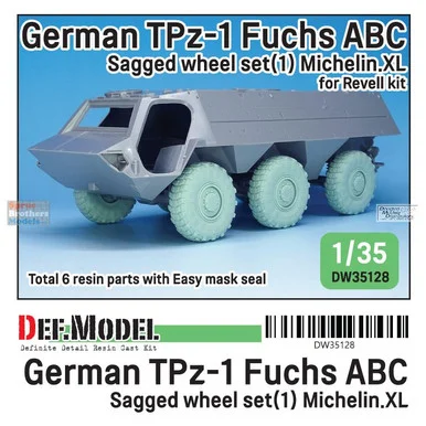 DEFDW35128 1:35 DEF Model German TPz-1 Fuchs ABC Michelin XL Sagged Wheel Set (REV kit)