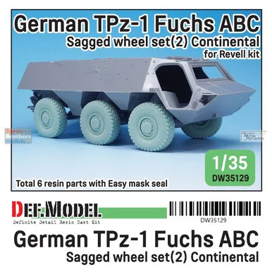 DEFDW35129 1:35 DEF Model German TPz-1 Fuchs ABC Continental Sagged Wheel Set (REV kit)