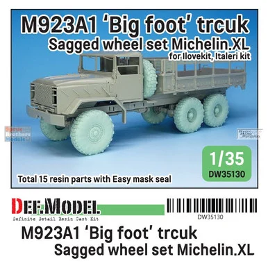DEFDW35130 1:35 DEF Model M923A1 Big Foot Truck Michelin XL Sagged Wheel Set (ILK/ITA kit)