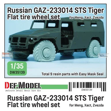 DEFDW35139 1:35 DEF Model Russian GAZ-233014 STS Tiger Flat Tire Wheel Set
