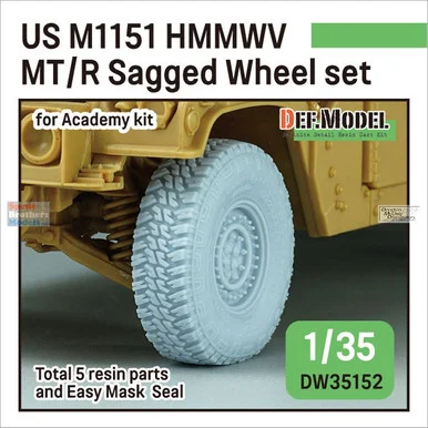 DEFDW35152 1:35 DEF Model US M1151 HMMWV MT/R Sagged Wheel Set (ACA kit)
