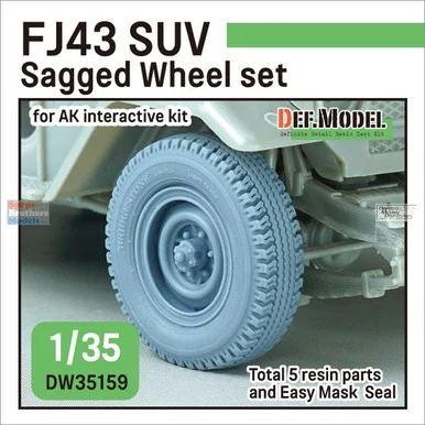 DEFDW35159 1:35 DEF Model FJ43 SUV Sagged Wheel Set (AKI kit)