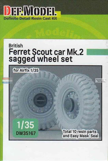 DEFDW35167 1:35 DEF Model Ferret Scout Car Mk.2 Sagged Wheel Set (AFX kit)