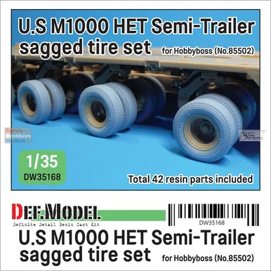 DEFDW35168 1:35 DEF Model US M1000 HET Semi-Trailer Sagged Tire Set (HBS kit)