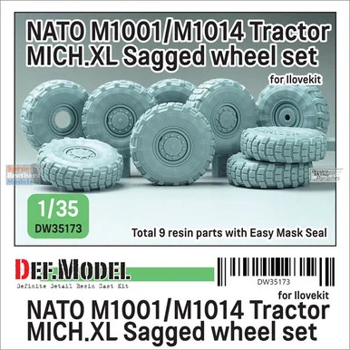 DEFDW35173 1:35 DEF Model NATO M1001/1014 Tractor Michelin XL Sagged Wheel Set (ILK kit)