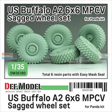 DEFDW35180 1:35 DEF Model US Baffalo A2 6x6 MPCV Sagged Wheel Set (PDA kit)