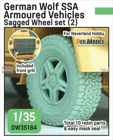 DEFDW35184 1:35 DEF Model German Wolf SSA Armored Vehicles Sagged Wheel Set #2