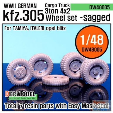 DEFDW48005 1:48 DEF Model German Kfz.305 Cargo Truck Sagged Wheel Set (TAM kit)