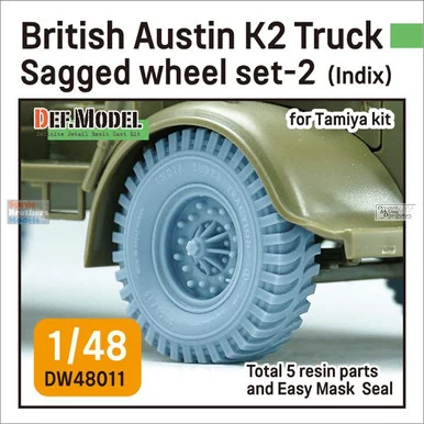 DEFDW48011 1:48 DEF Model British Austin K2 Truck Sagged Wheel Set #2 India (TAM kit)